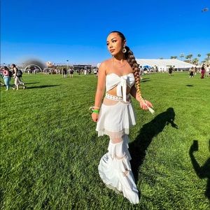 White two piece maxi skirt set